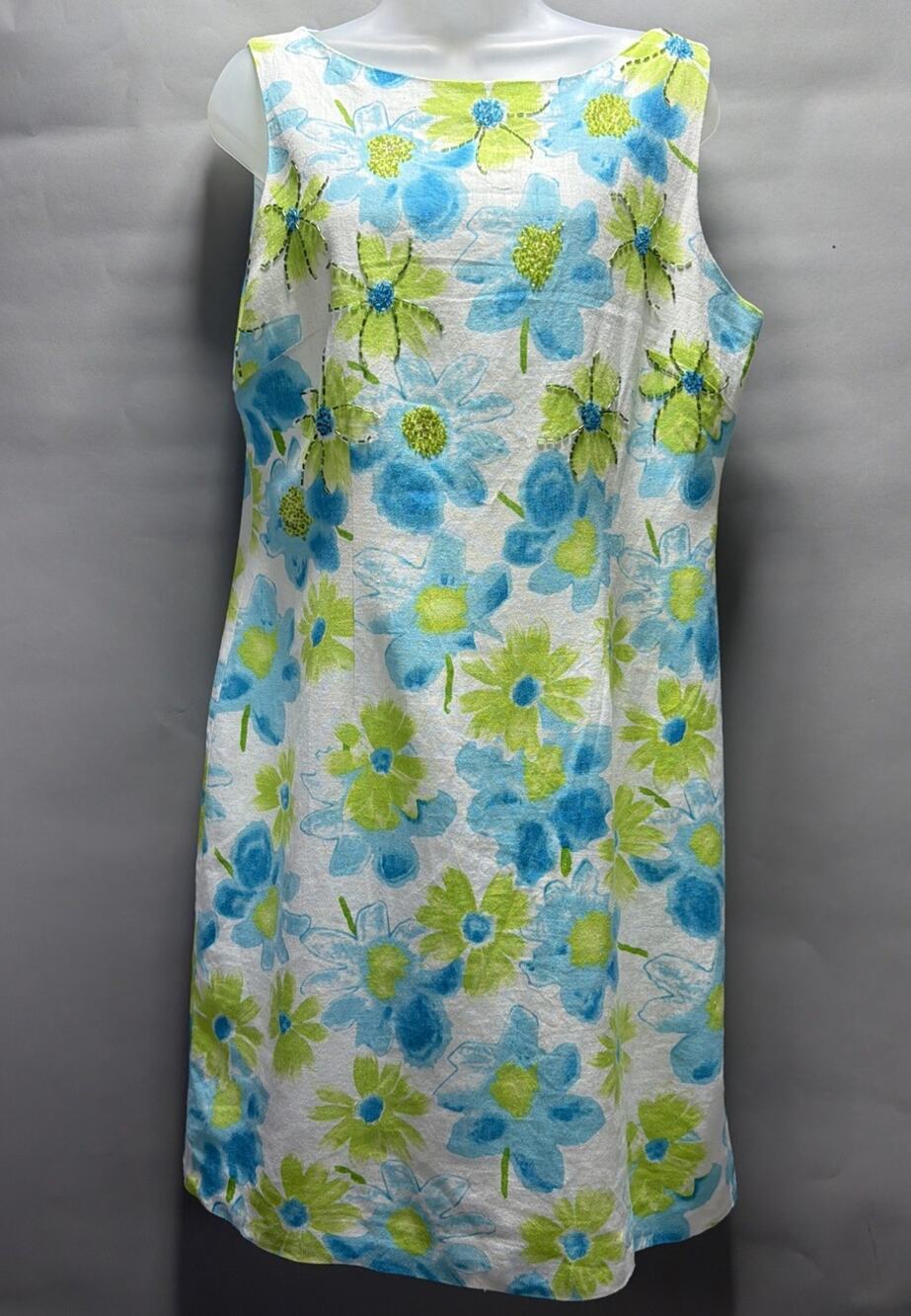 Jessica Howard White Midi Dress with Blue and Lime Floral Print